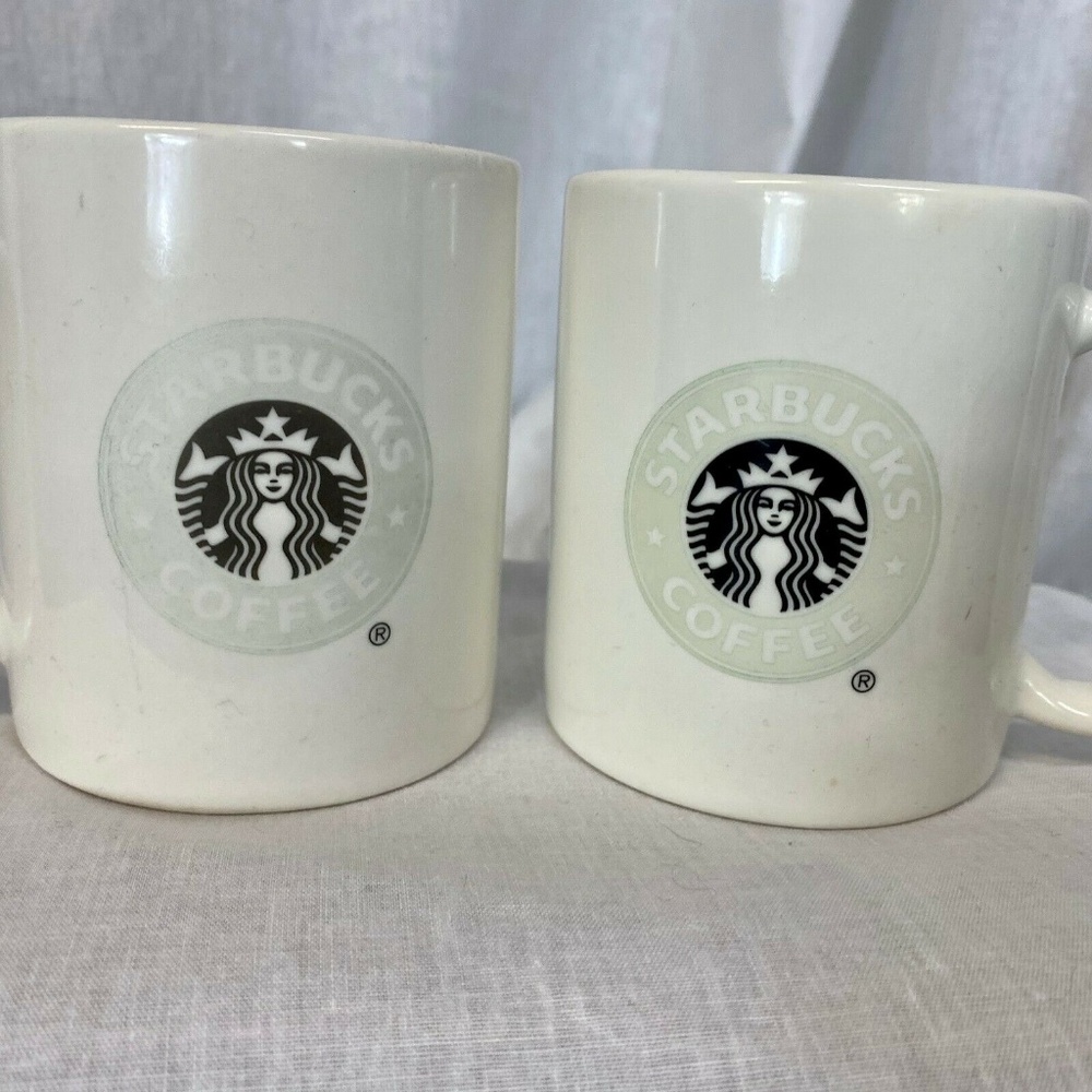 Set of 2 Starbucks Coffee Mug Gray Mermaid Logo 20